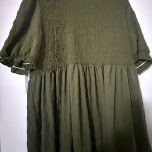 SHEIN Olive Green Textured Tiered Midi Dress